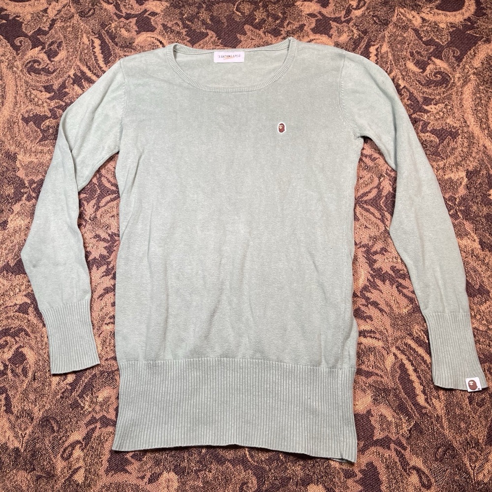 A Bathing Ape BAPE women's fine-knit crew neck sweater sage green size large